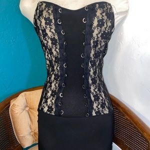Lace front corset style mini dress